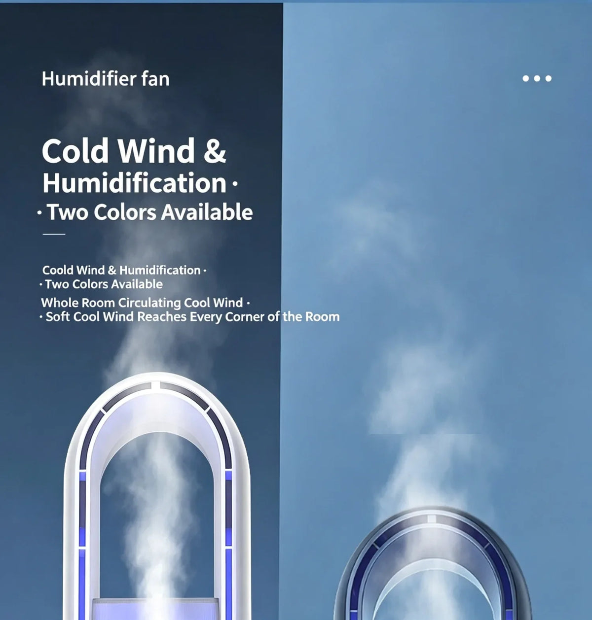 Hot Sale Portable Air Cooler Fan 3-in-1 Cooling Humidifier with RGB Night Light 100ml Water Tank Quiet Desktop Cooling Fan