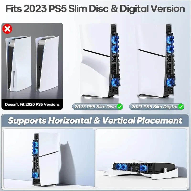 Cooling Fan For Play Station Playstation PS 5 PS5 Slim Game Console Cooler Ventilator Refrigerator USB Table Exhaust Ventilation