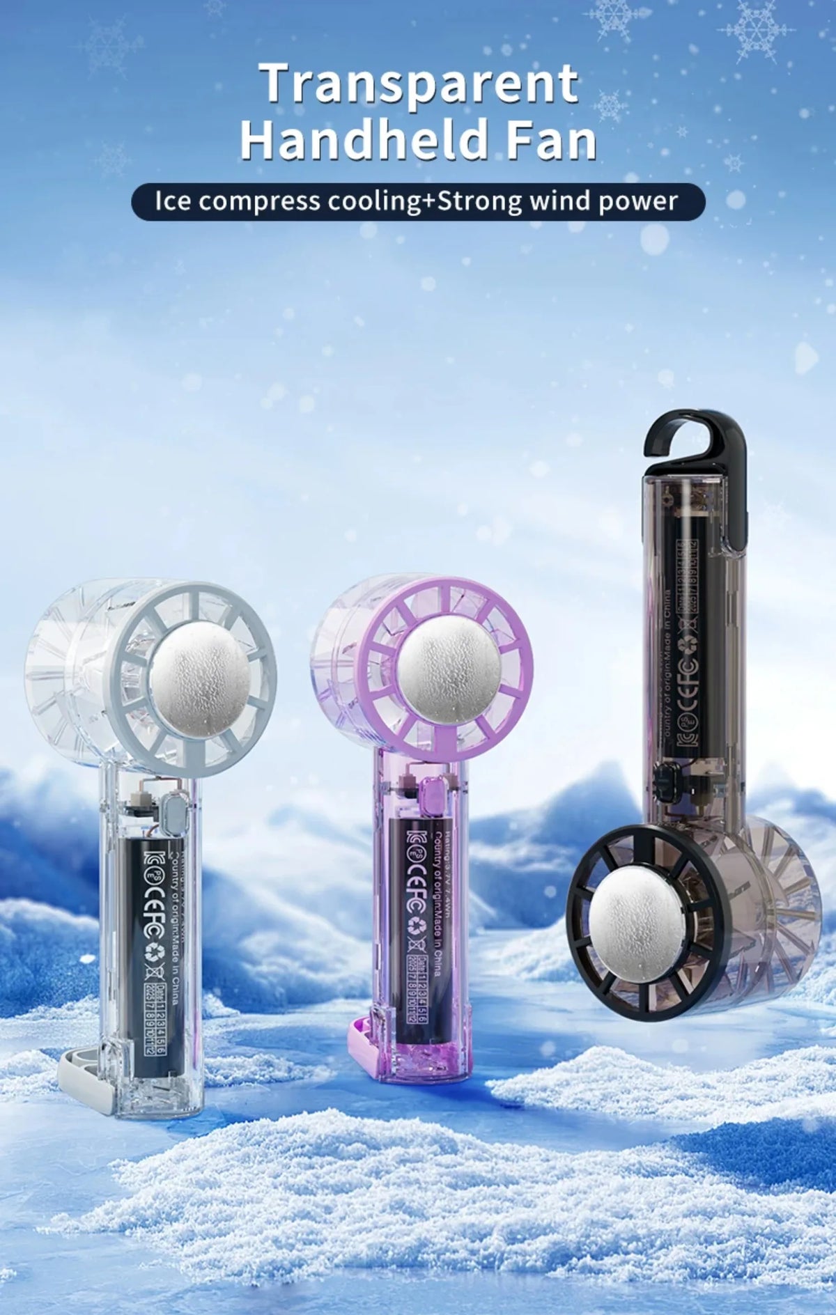 18°C Ice Cool Technology Handheld Fan Instant Cooling 2000mAh Portable Mini Fan For Outdoor Sports Work Study