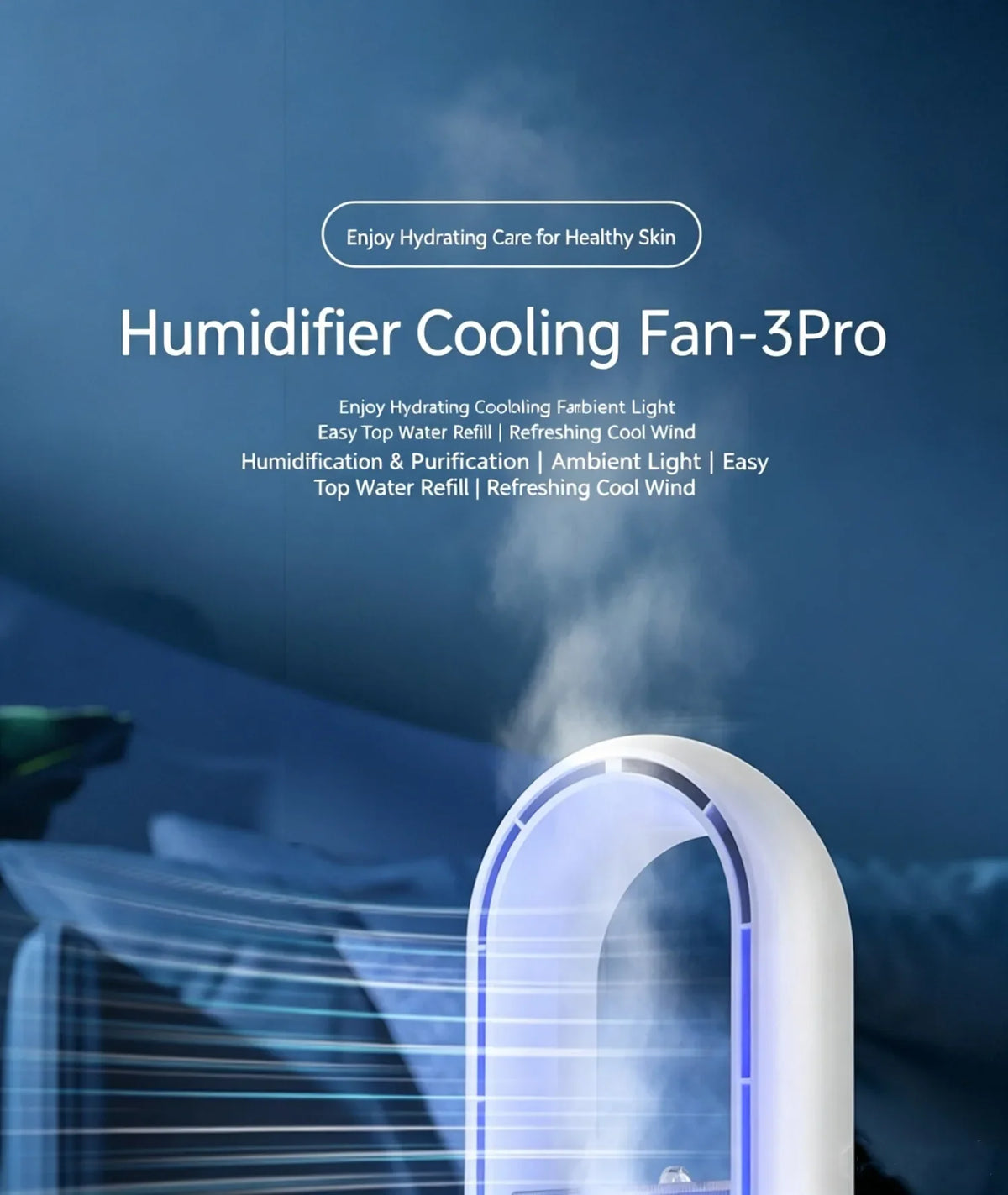 Hot Sale Portable Air Cooler Fan 3-in-1 Cooling Humidifier with RGB Night Light 100ml Water Tank Quiet Desktop Cooling Fan