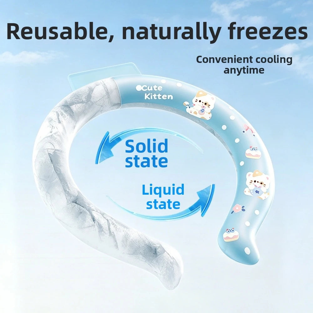 Cooling Tool Cartoon Neck Cooling Ring Sunstroke Prevention Lasting Neck Cooling Tube Wearable Freezable Ice Pack Beach Travel
