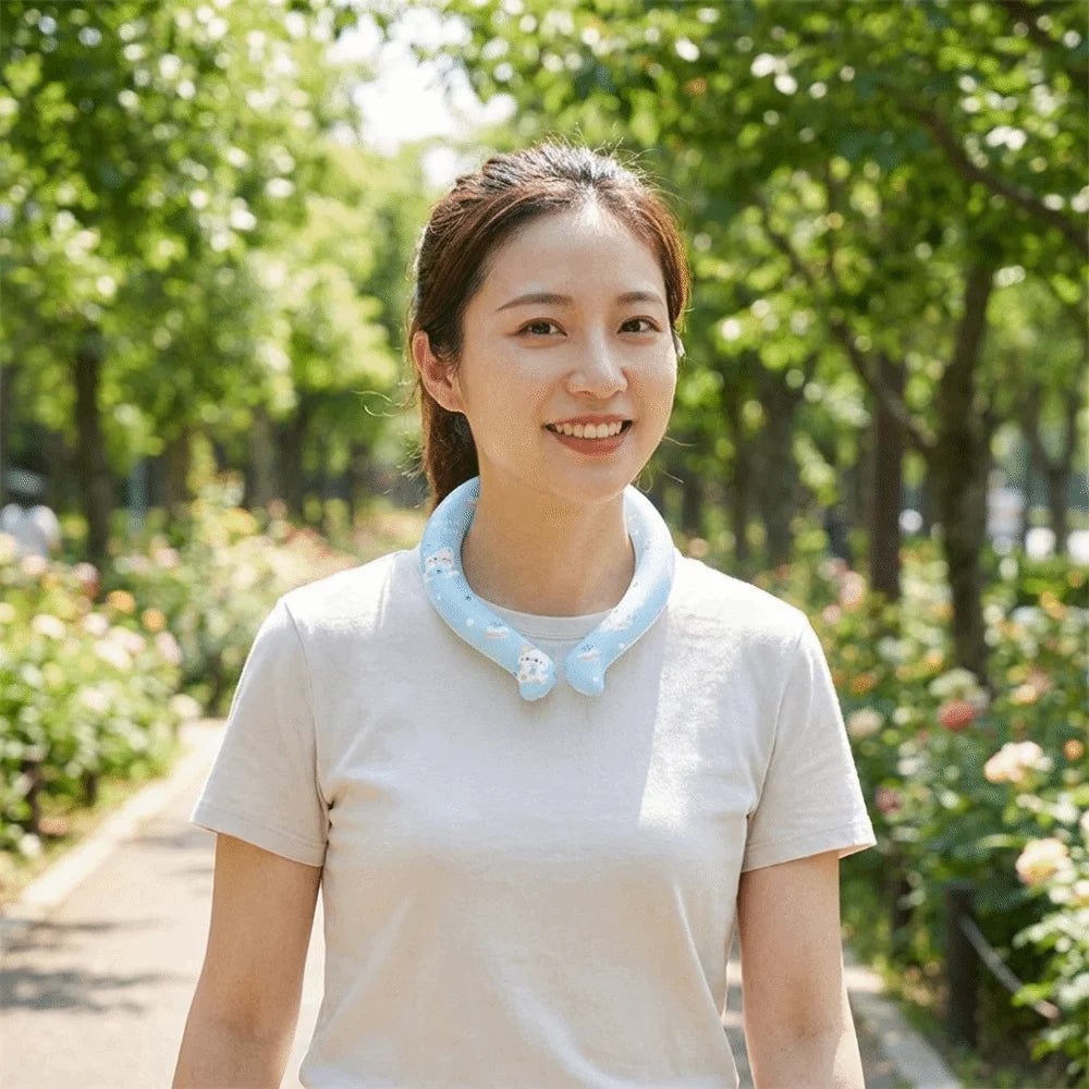 Cooling Tool Cartoon Neck Cooling Ring Sunstroke Prevention Lasting Neck Cooling Tube Wearable Freezable Ice Pack Beach Travel