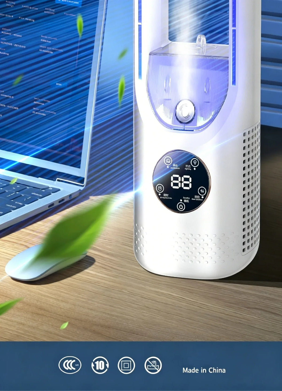 Hot Sale Portable Air Cooler Fan 3-in-1 Cooling Humidifier with RGB Night Light 100ml Water Tank Quiet Desktop Cooling Fan