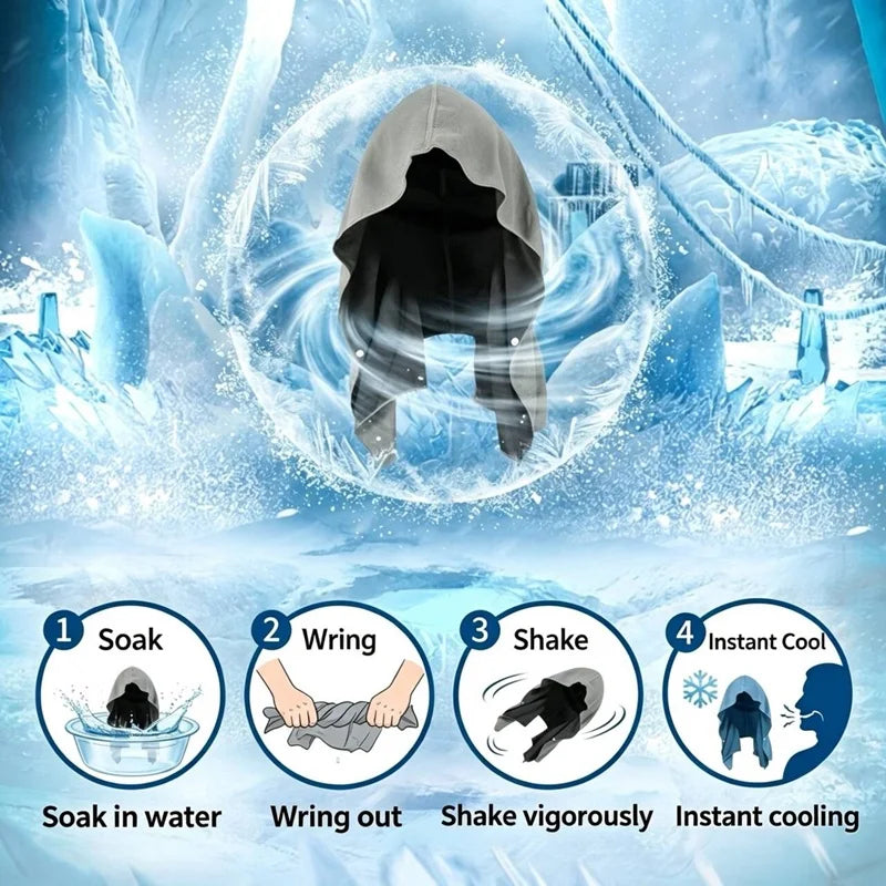 Cooling Hoodie Towel- Hood Towel, Evaporative Cool Technology, Cools Instantly When Wet, , Great for Sports, Fitness, Gym