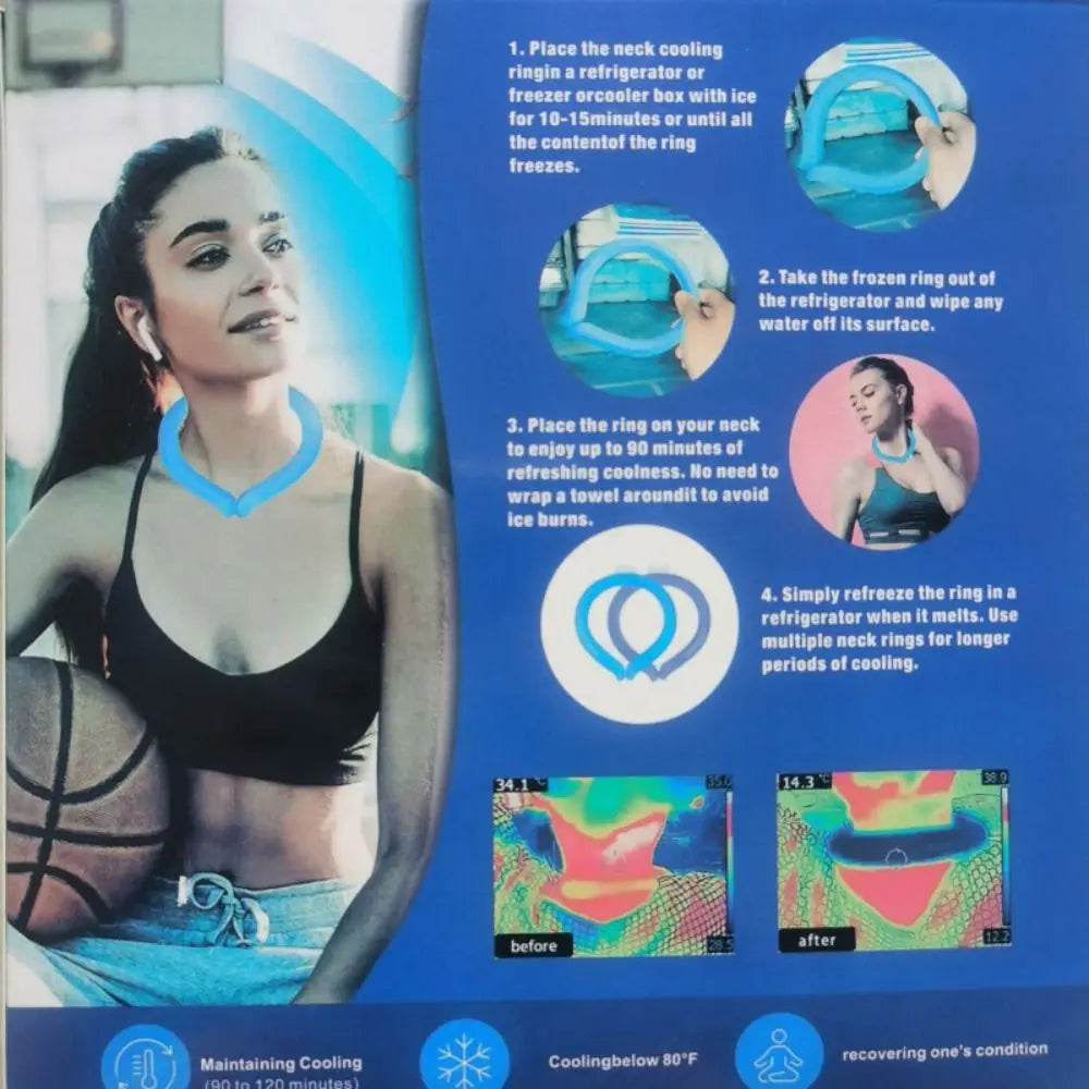 Portable Instant Cooling Cooling Collar Wearable Reusable Ice Neck Cooler Non-toxic PCM Cooling Device Outdoor