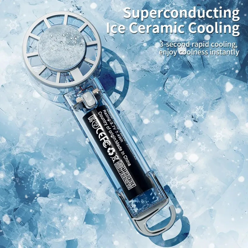 18°C Ice Cool Technology Handheld Fan Instant Cooling 2000mAh Portable Mini Fan For Outdoor Sports Work Study