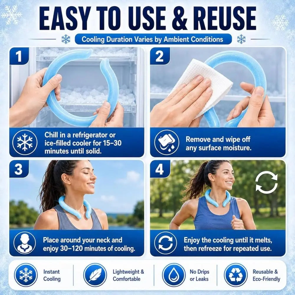 Portable Instant Cooling Cooling Collar Wearable Reusable Ice Neck Cooler Non-toxic PCM Cooling Device Outdoor