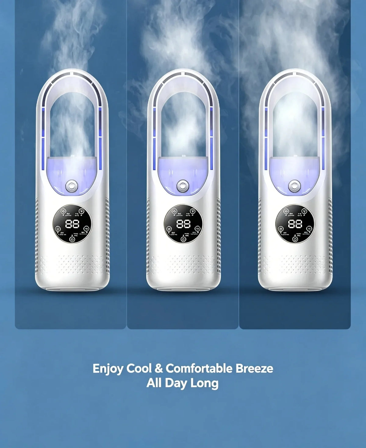 Hot Sale Portable Air Cooler Fan 3-in-1 Cooling Humidifier with RGB Night Light 100ml Water Tank Quiet Desktop Cooling Fan
