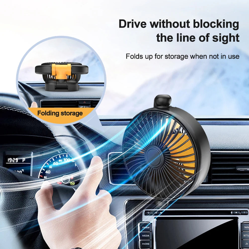 5V/12V/24V Electric Car Cooler Low Noise Auto Ventilation Fan 360 Rotation Dashboard Air Vent Cooling Fan Summer Car Accessories