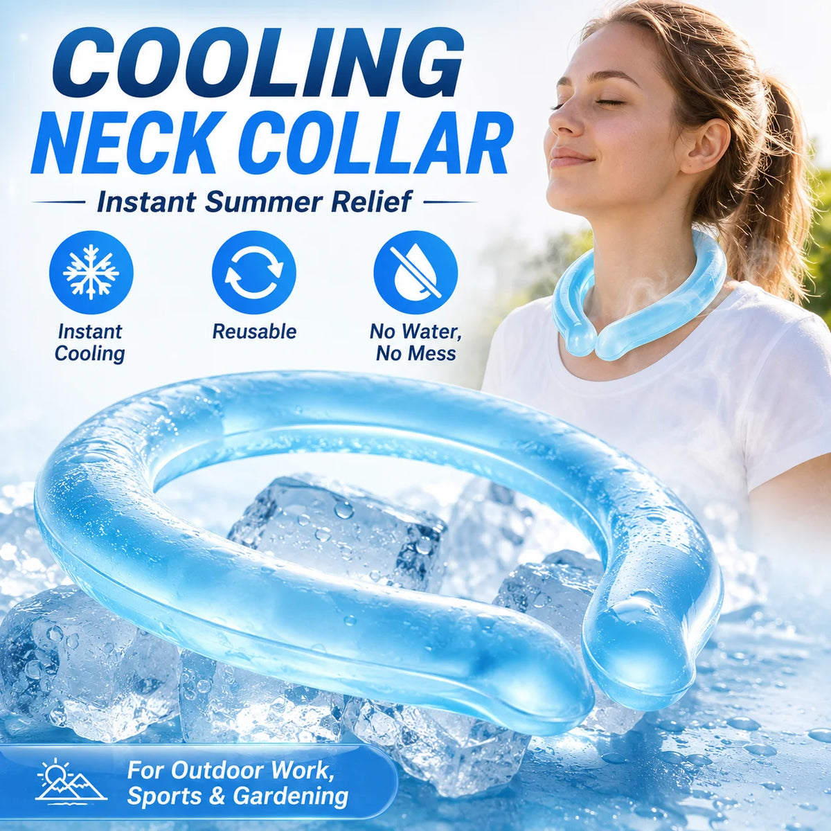 Cooling Neck Ring Ice Collar Summer Cooling Band Women Outdoor Heat Relief Neck Cooler Portable Reusable Cold Therapy Accessory