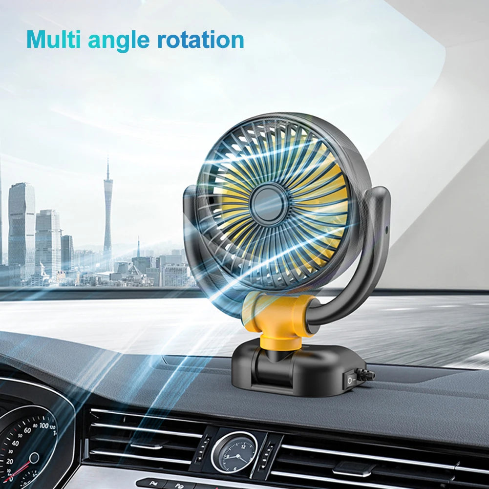 5V/12V/24V Electric Car Cooler Low Noise Auto Ventilation Fan 360 Rotation Dashboard Air Vent Cooling Fan Summer Car Accessories