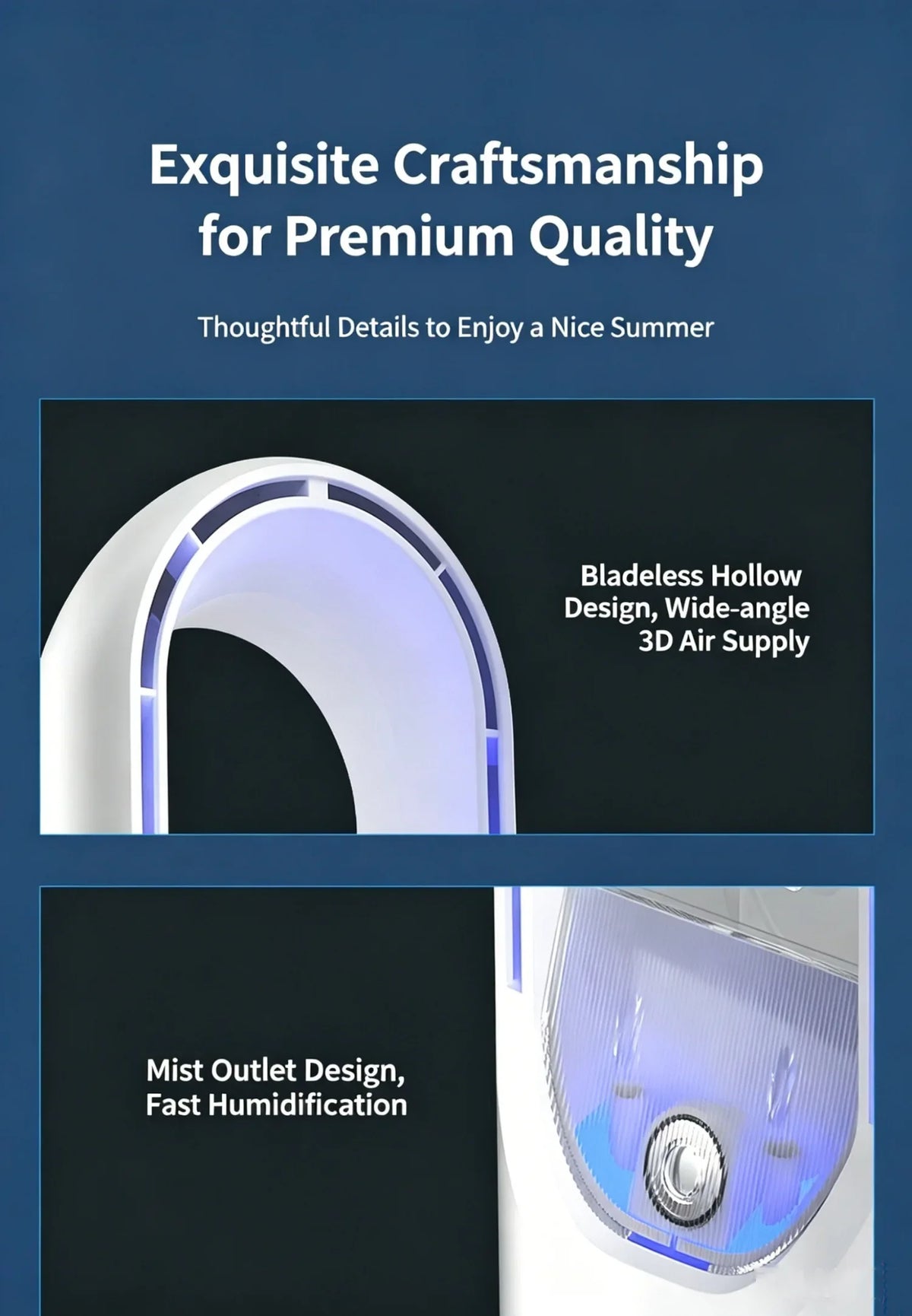 Hot Sale Portable Air Cooler Fan 3-in-1 Cooling Humidifier with RGB Night Light 100ml Water Tank Quiet Desktop Cooling Fan
