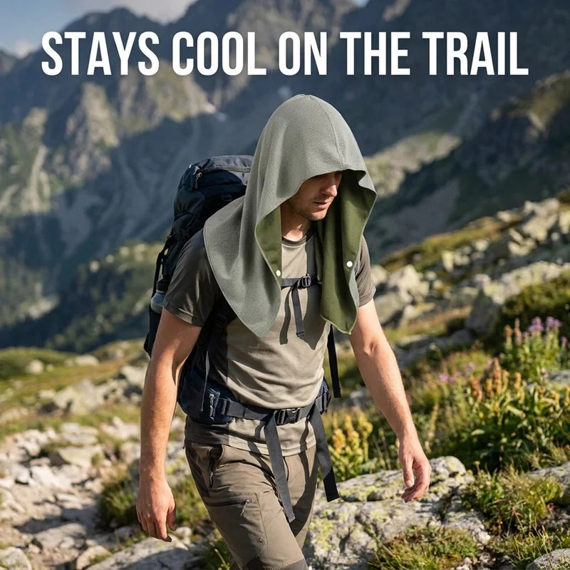 Cooling Hoodie Towel- Hood Towel, Evaporative Cool Technology, Cools Instantly When Wet, , Great for Sports, Fitness, Gym