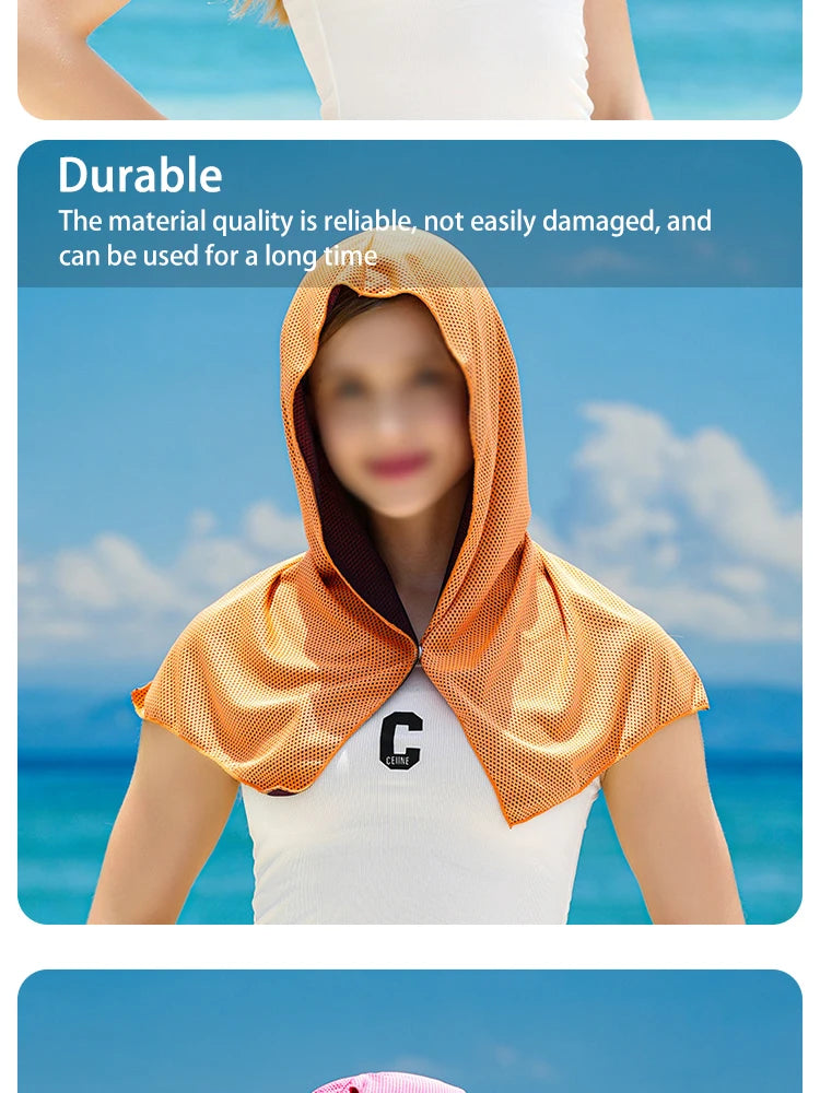 Cooling Hoodie Towel - UV Protection, Quick Drying, Perfect for Sports, Camping, Workouts, Cycling, Golf, Running, Hiking, and F