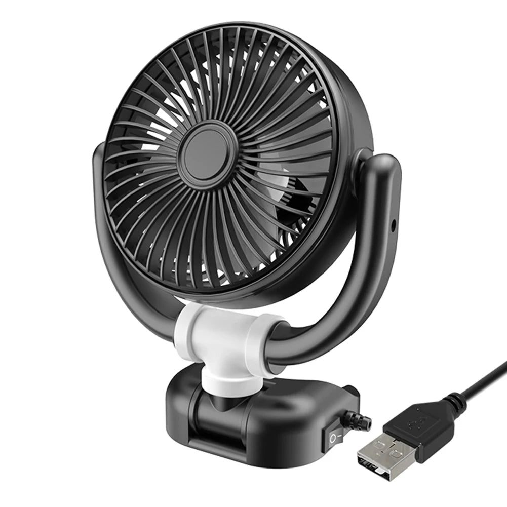 5V/12V/24V Electric Car Cooler Low Noise Auto Ventilation Fan 360 Rotation Dashboard Air Vent Cooling Fan Summer Car Accessories