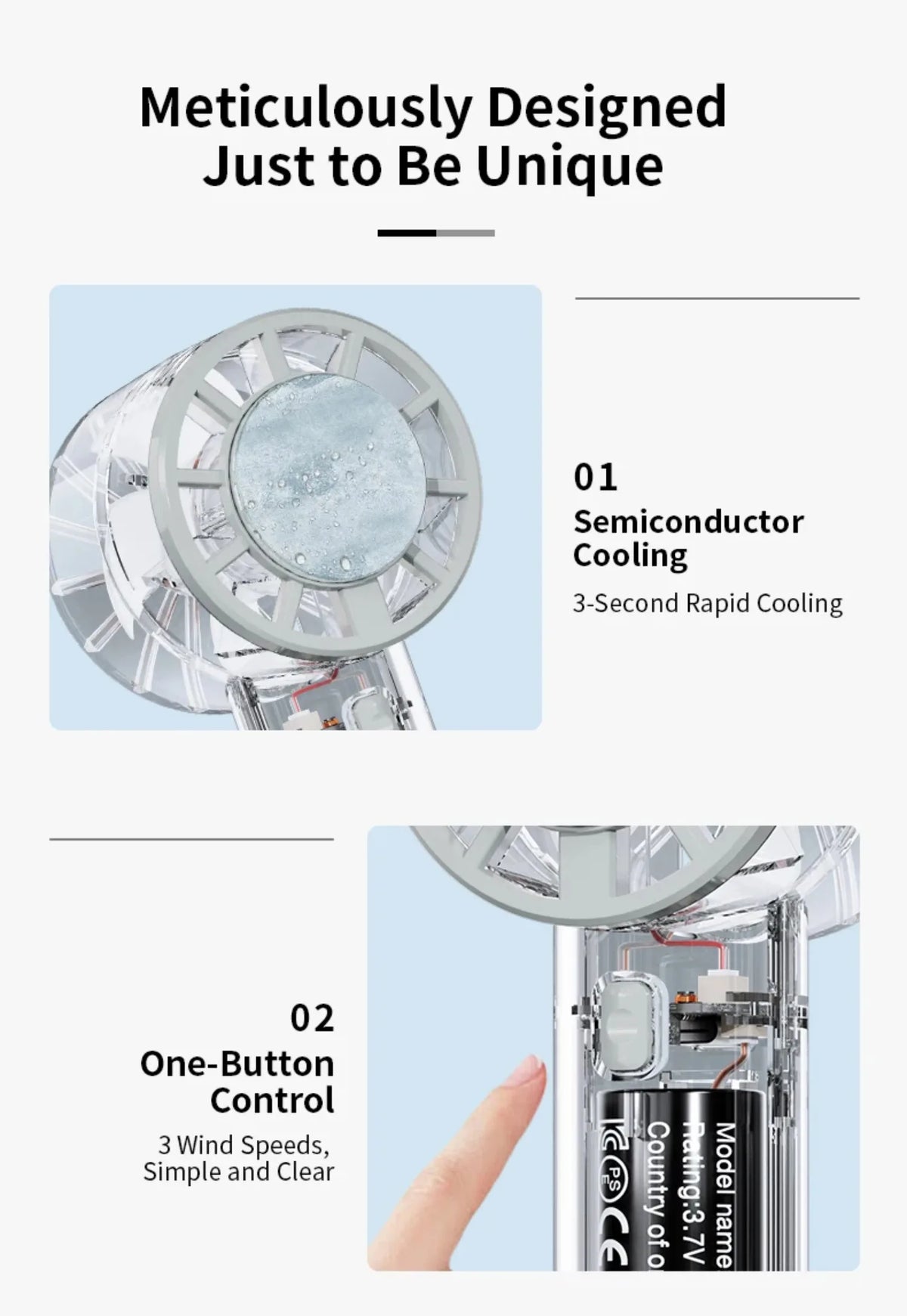 18°C Ice Cool Technology Handheld Fan Instant Cooling 2000mAh Portable Mini Fan For Outdoor Sports Work Study