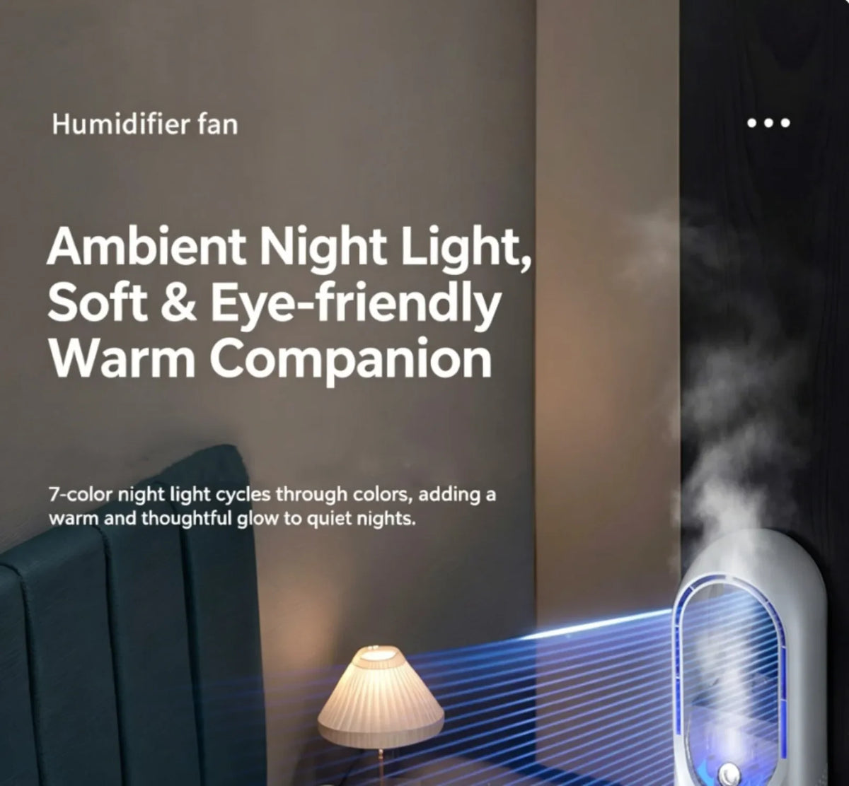 Hot Sale Portable Air Cooler Fan 3-in-1 Cooling Humidifier with RGB Night Light 100ml Water Tank Quiet Desktop Cooling Fan