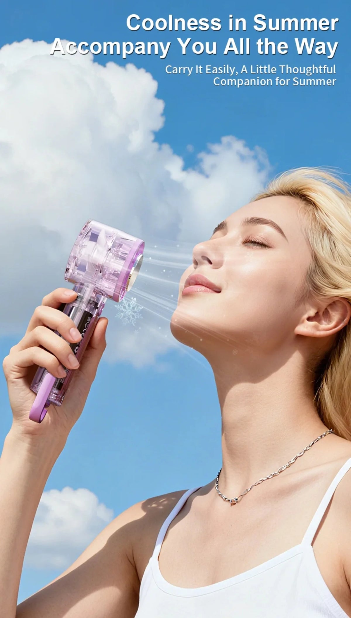 18°C Ice Cool Technology Handheld Fan Instant Cooling 2000mAh Portable Mini Fan For Outdoor Sports Work Study
