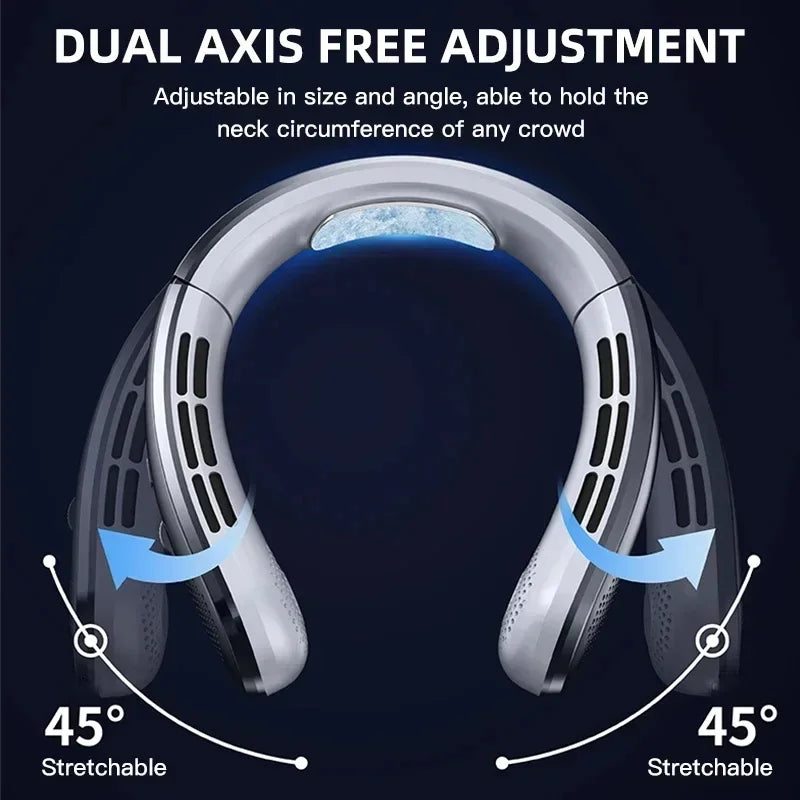 Cooling Fan 8000mAh USB Hanging Neck Fan Portable Leafless Mini Charging Mute LED Digital Display Electric Air Cooler, Cool.
