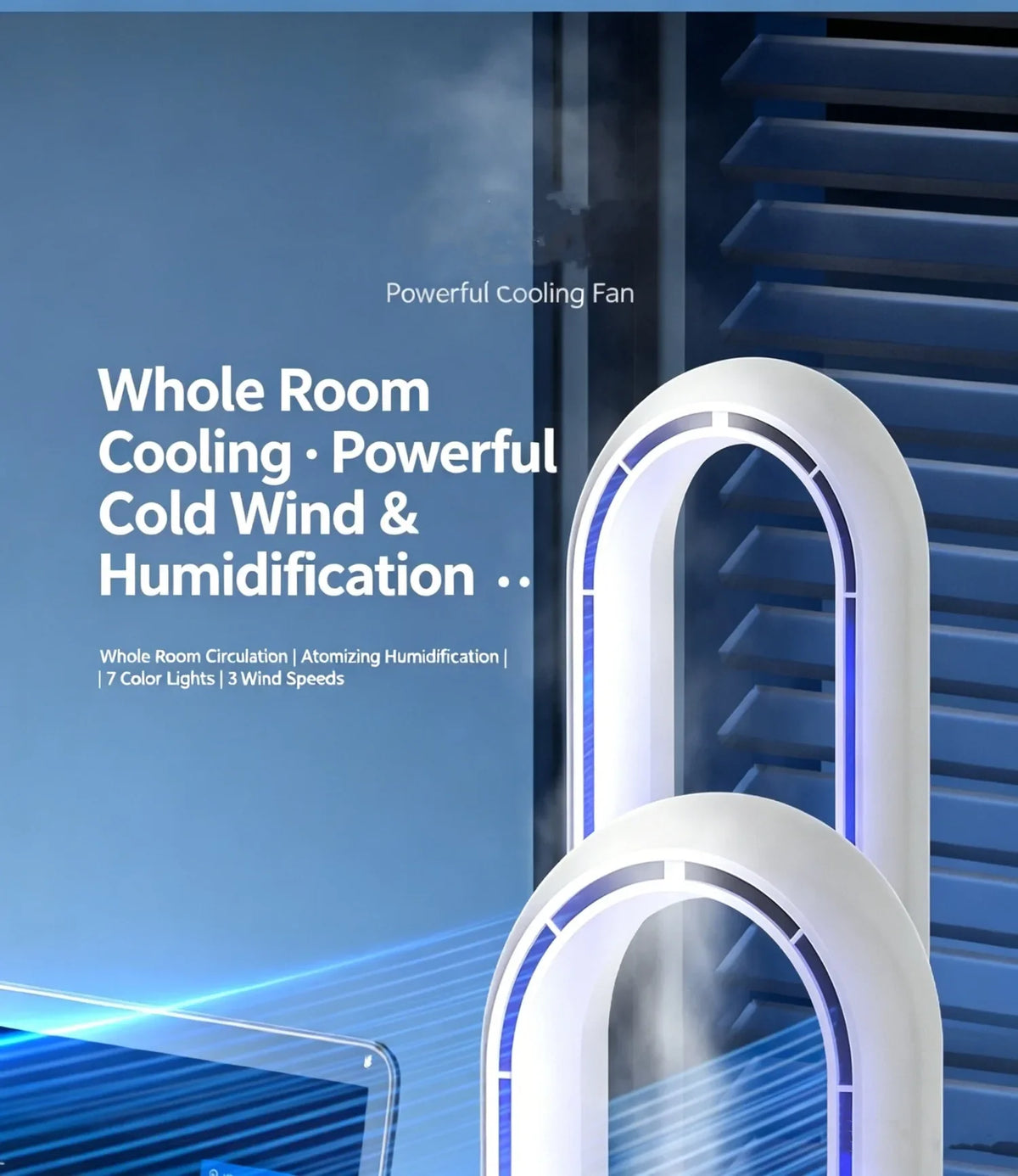 Hot Sale Portable Air Cooler Fan 3-in-1 Cooling Humidifier with RGB Night Light 100ml Water Tank Quiet Desktop Cooling Fan