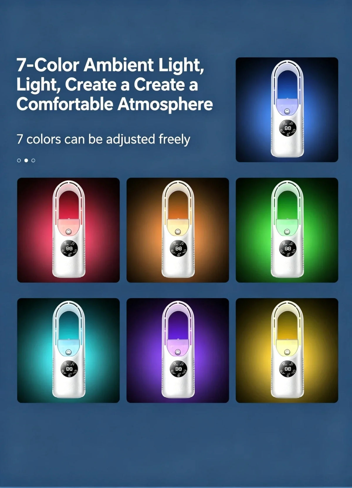 Hot Sale Portable Air Cooler Fan 3-in-1 Cooling Humidifier with RGB Night Light 100ml Water Tank Quiet Desktop Cooling Fan