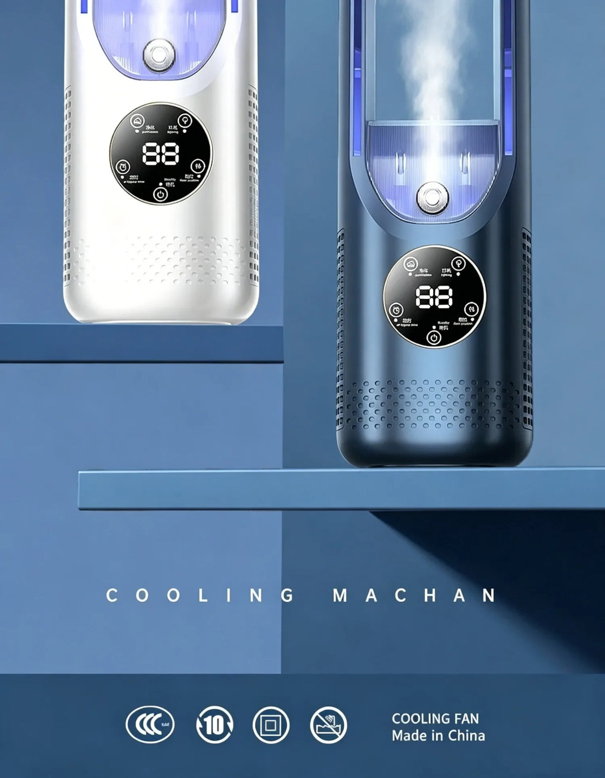 Hot Sale Portable Air Cooler Fan 3-in-1 Cooling Humidifier with RGB Night Light 100ml Water Tank Quiet Desktop Cooling Fan