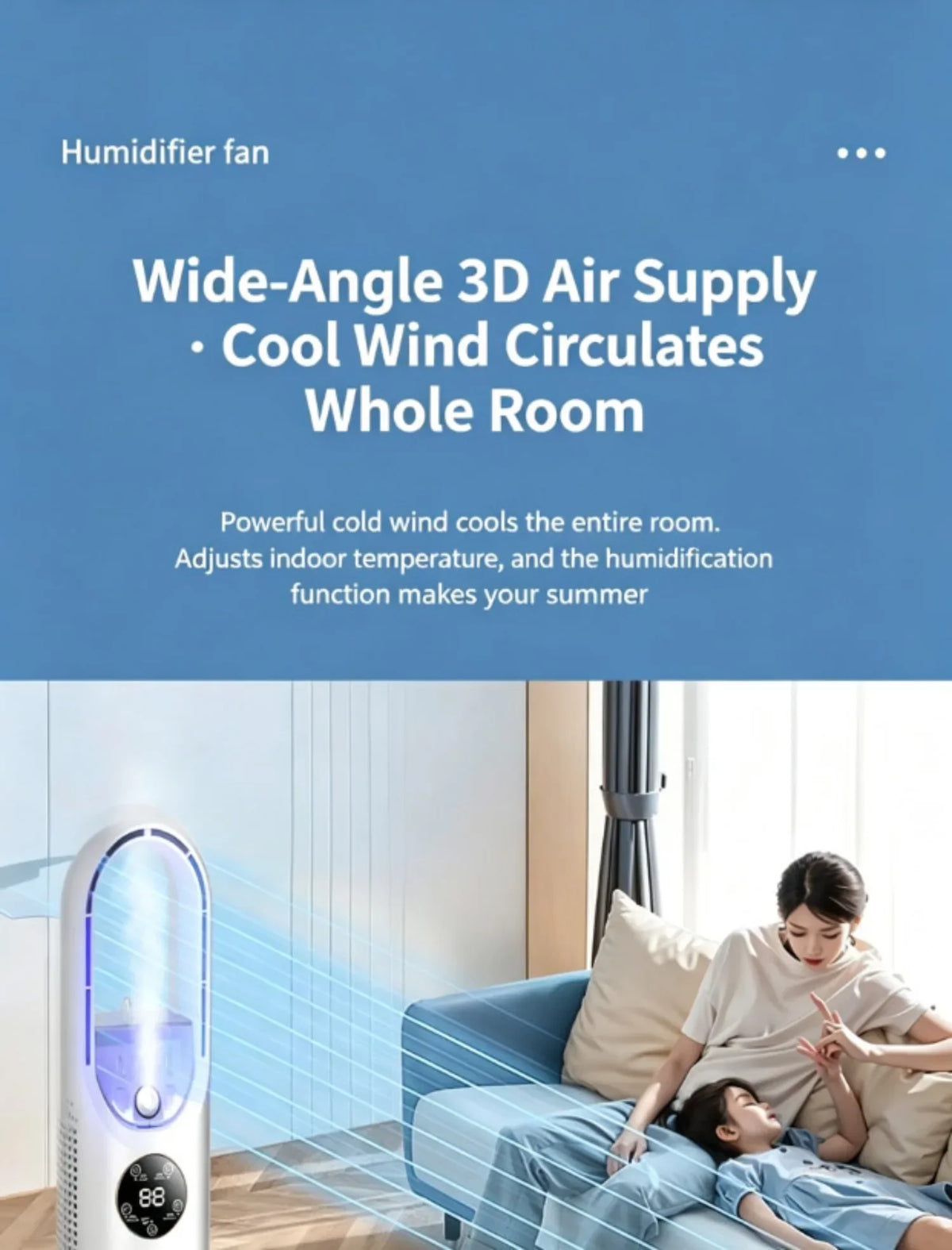 Hot Sale Portable Air Cooler Fan 3-in-1 Cooling Humidifier with RGB Night Light 100ml Water Tank Quiet Desktop Cooling Fan